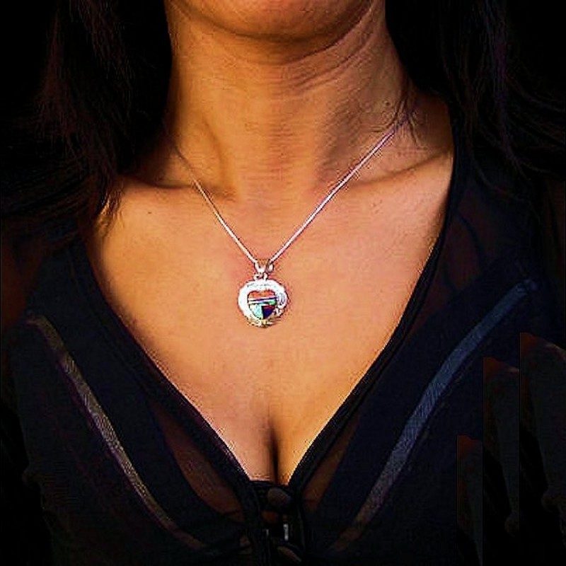 PENDENTIF COEUR ZUNI MULTICOLORE