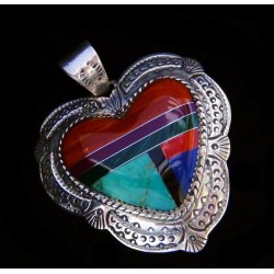 PENDENTIF COEUR ZUNI MULTICOLORE