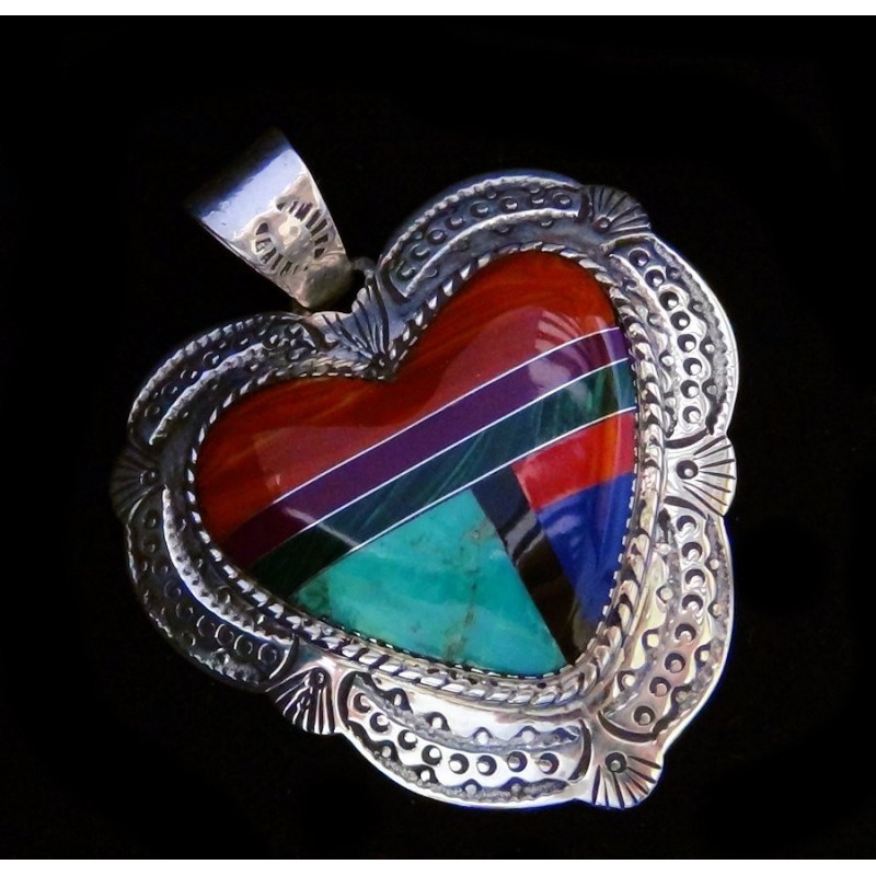 PENDENTIF COEUR ZUNI MULTICOLORE