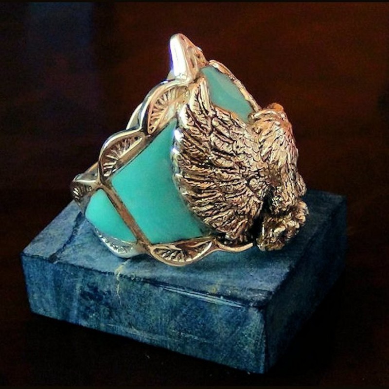 STERLING SILBER RING MIT SILBER ADLER