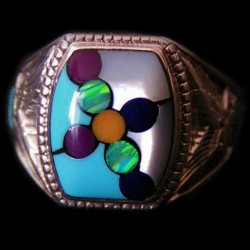 Bague Chevalière Amérindienne Pour Femme et pour Homme Symbole Navajo