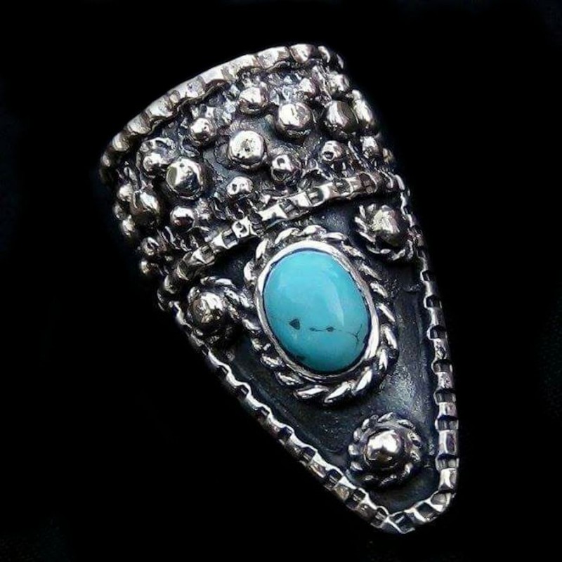 BAGUE NAVAJO FLECHE ARGENT ET TURQUOISE