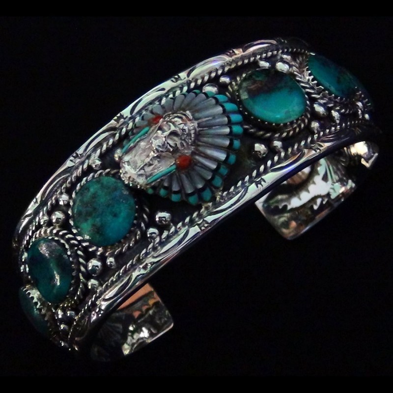 BRACELET CHEF INDIEN ET TURQUOISES