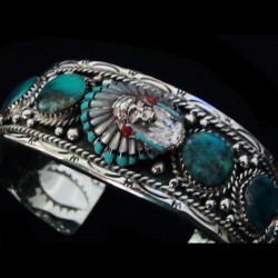 BRACELET CHEF INDIEN ET TURQUOISES