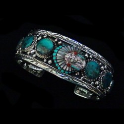 BRACELET CHEF INDIEN ET TURQUOISES