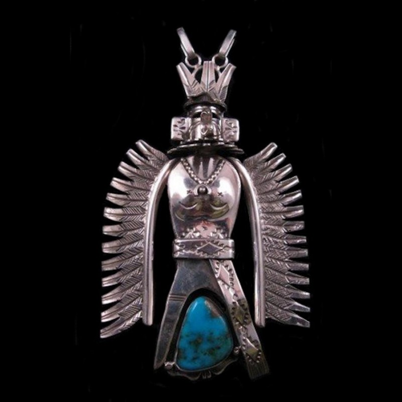 PENDENTIF KASHINA EN ARGENT ET TURQUOISE