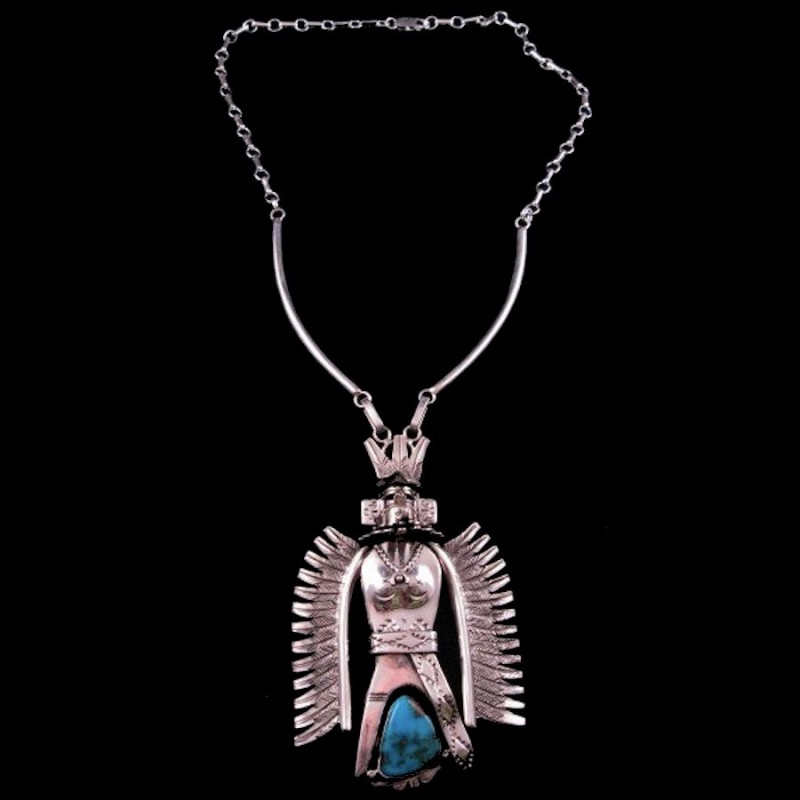 PENDENTIF KASHINA EN ARGENT ET TURQUOISE