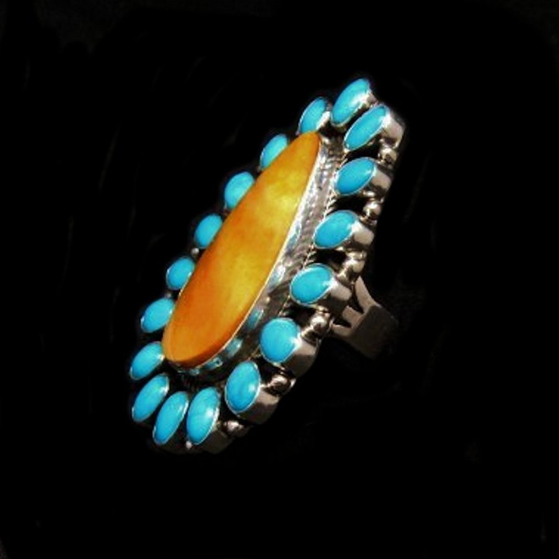 BAGUE TURQUOISE ET SPONDYLUS
