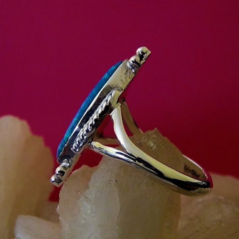 BLAU UND ROT STERLING SILBER RING