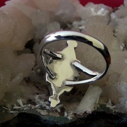 BLUE PACIFIC AND RED OPAL STERLING SILVER RING