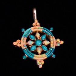 TURQUOISE OPAL MEDICINE WEEL STERLING PENDANT