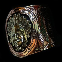 BACELET VINTAGE EN CUIVRE ET BRONZE CHEF INDIEN