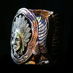 BACELET VINTAGE EN CUIVRE ET BRONZE CHEF INDIEN