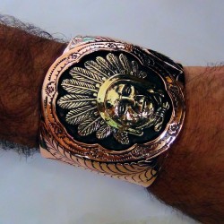 BACELET VINTAGE EN CUIVRE ET BRONZE CHEF INDIEN