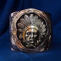 BACELET VINTAGE EN CUIVRE ET BRONZE CHEF INDIEN