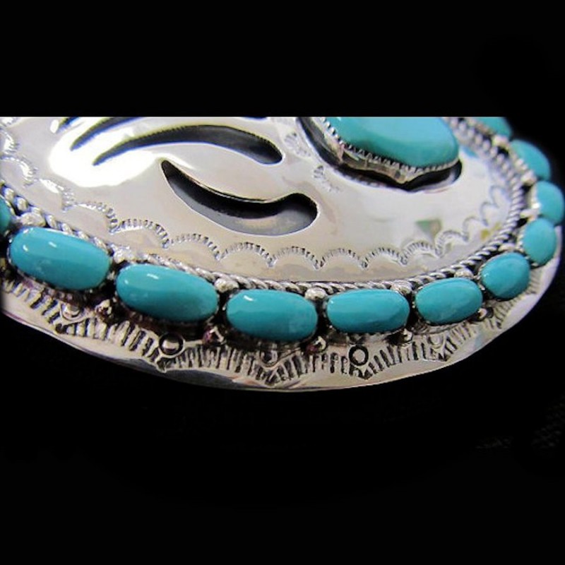 TURQUOISE CABS BEARPAW STERLING BELT BUCKLE
