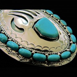 TURQUOISE CABS BEARPAW STERLING BELT BUCKLE