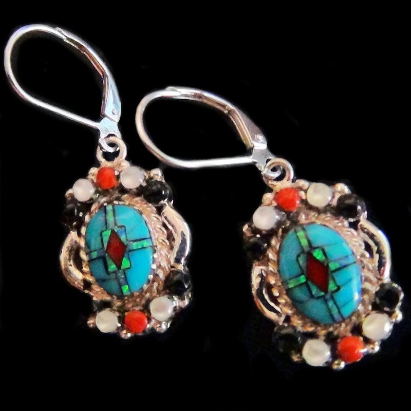 NAVAJO SYMBOL SILVER EARRINGS