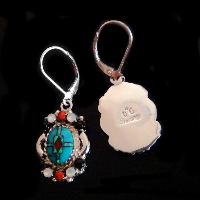 NAVAJO SYMBOL SILVER EARRINGS