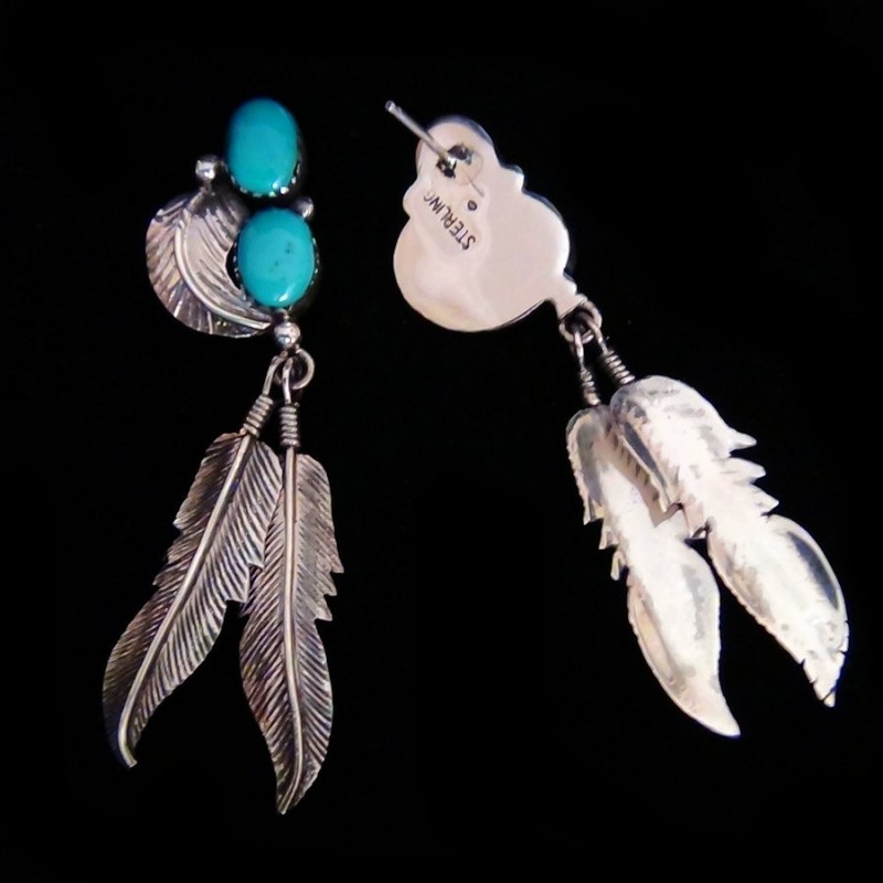 STONES AND FEATHERS SILVER EARRINGS