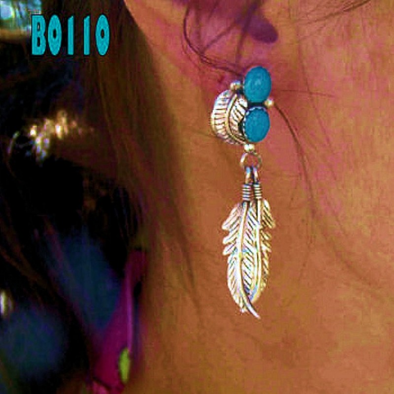 STONES AND FEATHERS SILVER EARRINGS