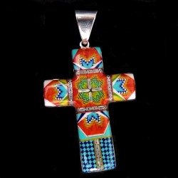 PENDENTIF CROIX ZUNI AMERINDIENNE