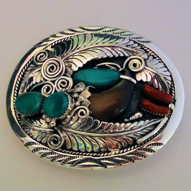 BEAR CLAW STERLING SILVER BELT BUCKLE