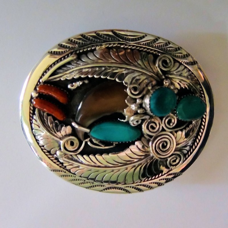 BEAR CLAW STERLING SILVER BELT BUCKLE