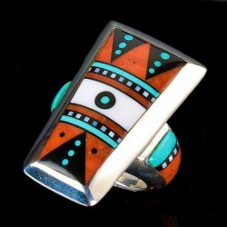 NAVAJO MOTIV STERLING SILBER RING