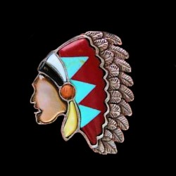 BAGUE CHEF INDIEN EN ARGENT