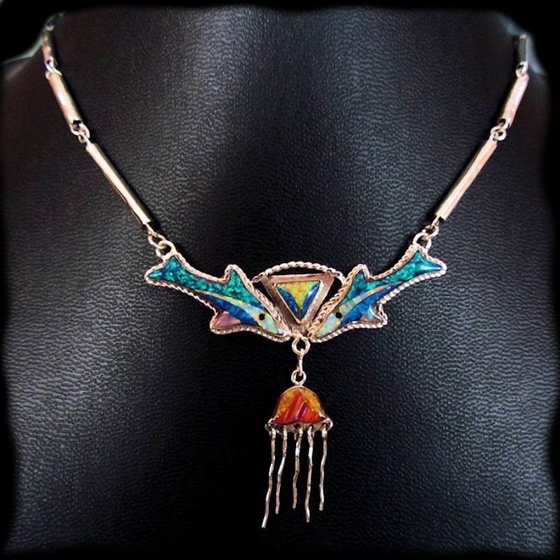 OPAL DELFINE SILBER HALSKETTE