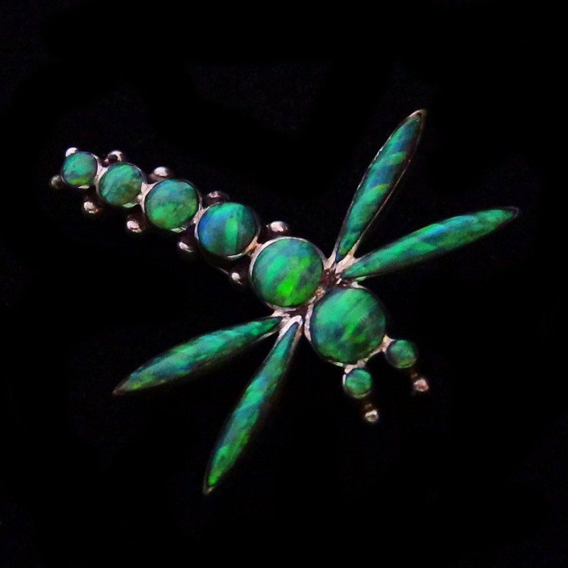DRAGONFLY INLAY STERLING SILVER BROOCH