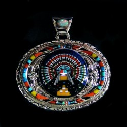 Sun God Zuni Kashina Reversible Pendant