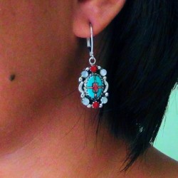 NAVAJO SYMBOL SILVER EARRINGS