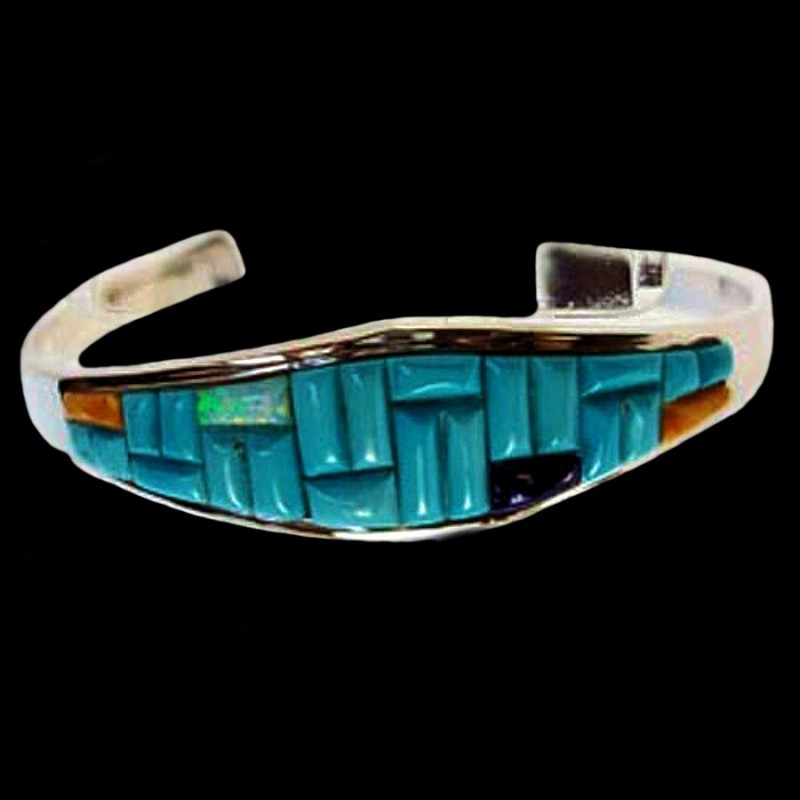 BRACELET ZUNI CORN ROW EN ARGENT