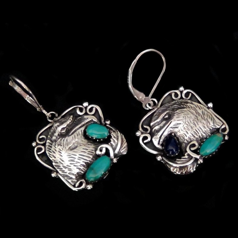  EAGLE CABOCHONS STERLINGSILVER EARRINGS