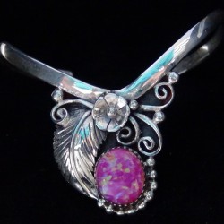 BRACELET FEMME NAVAJO PLUME ET CABOCHON