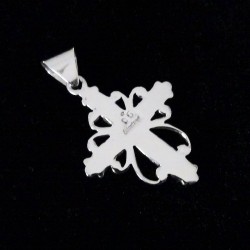 Bijou Amerindien Pendentif Croix Zuni Argent et Mosaïque de pierres