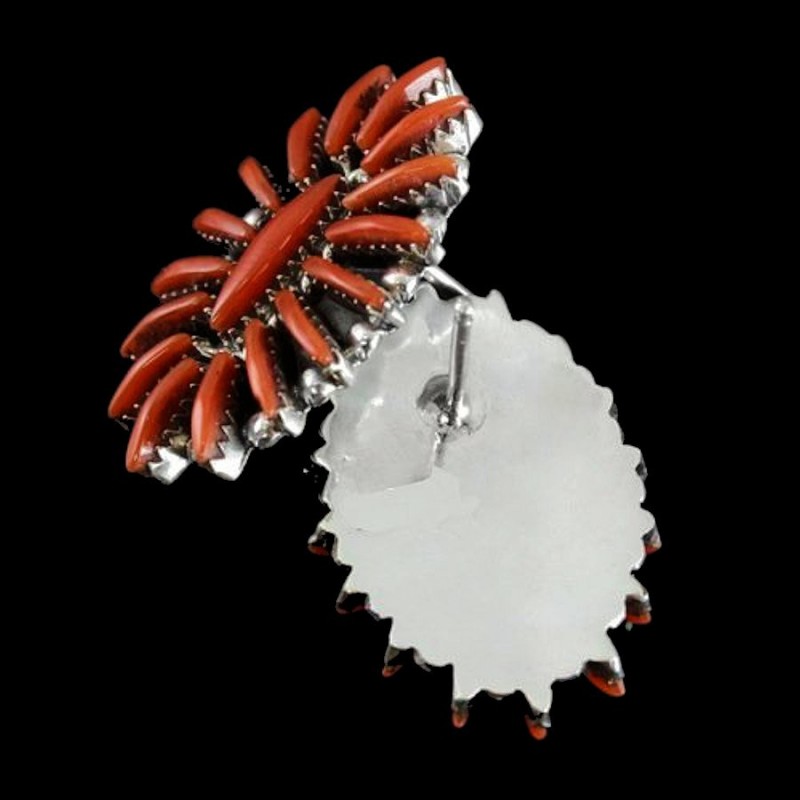 Needlepoint Indianer Zuni Oval Sterling Silber Ohrringe Farbe nach Wahl