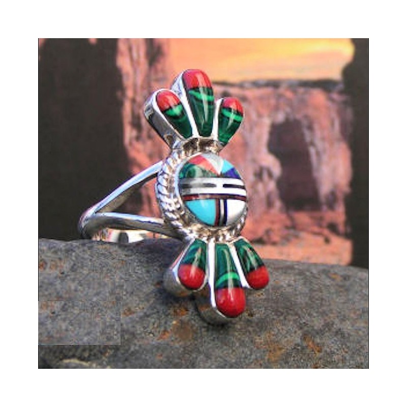 Bague Dieu Soleil Zuni en Argent 925 pour Femme Bijou Amerindien
