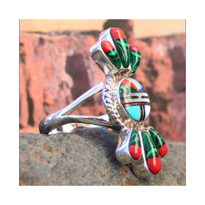 Indian Zuni Sungod Face Ring Southwest Style