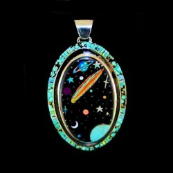 Pendentif Uunivers Cosmos en Argent et Pierres