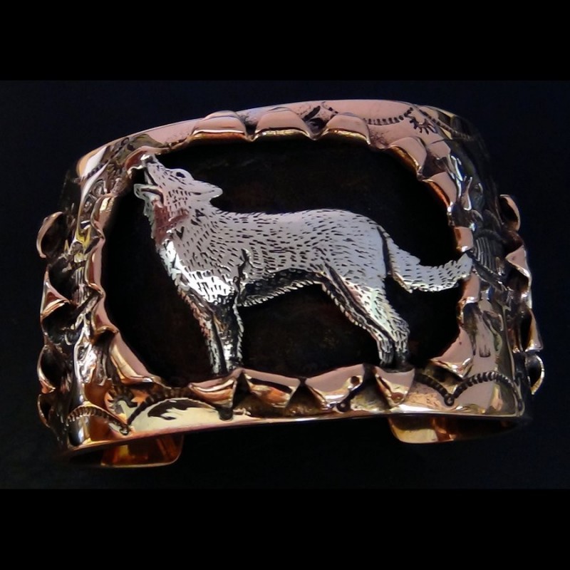 Silber Wolf Armreif Aus Kupfer Für Herren