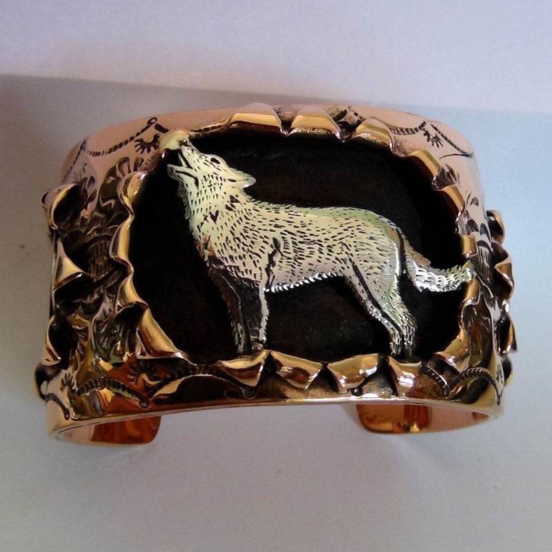 Silber Wolf Armreif Aus Kupfer Für Herren
