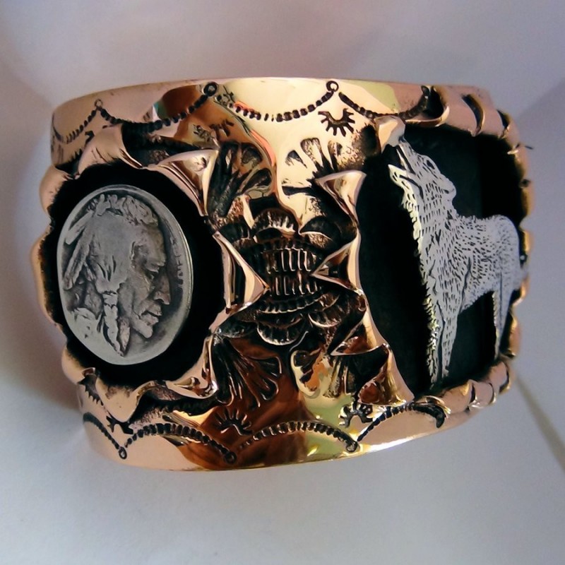Silber Wolf Armreif Aus Kupfer Für Herren