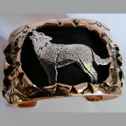 Silber Wolf Armreif Aus Kupfer Für Herren