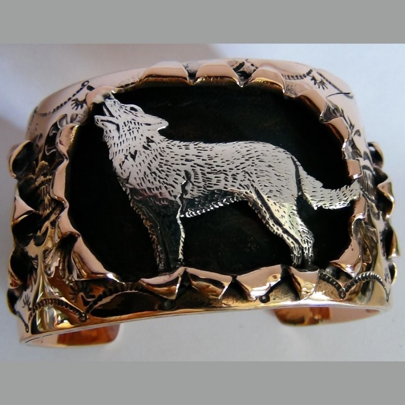 Silber Wolf Armreif Aus Kupfer Für Herren
