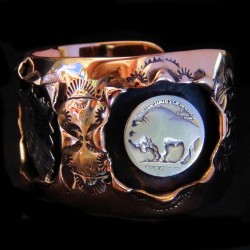 Silber Wolf Armreif Aus Kupfer Für Herren