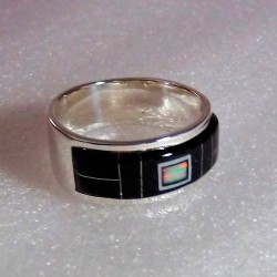 SCHWARZ JASPER UND OPAL BANDRING