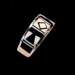Mother of Pearl & Black Jasper Navajo Sterlingsilver Bandring